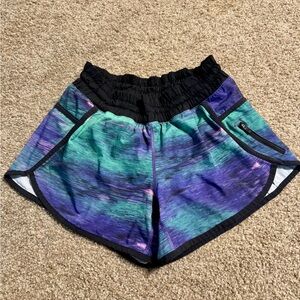 lululemon athletica Purple and Teal Print Running Shorts